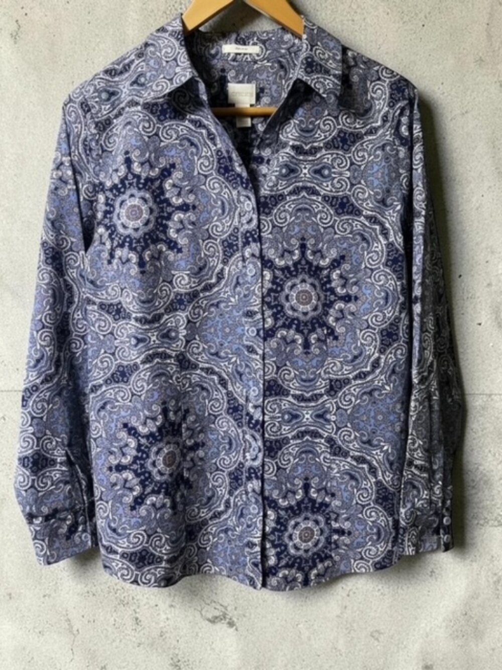 Chico's Women's Blue Paisley Button-Down Blouse